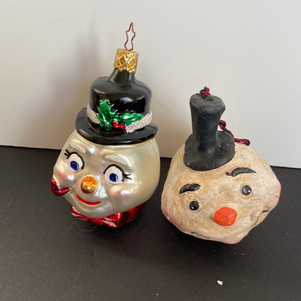 Pair Snowman Christmas Ornaments